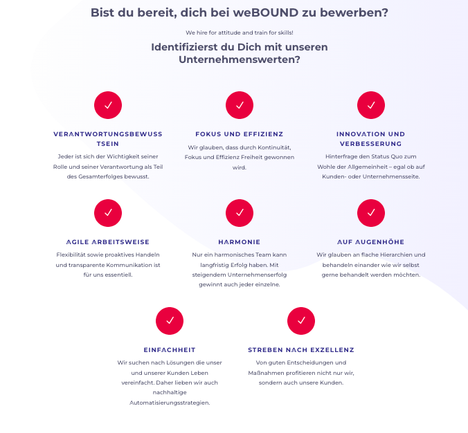 weBOUND marketing Unternehmenswerten 